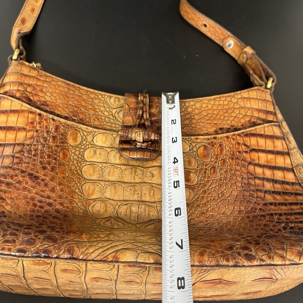 Brahmin Isabelle Metallic Toasted Almond Embossed Croc Leather Bag (B420) - Picture 11 of 16